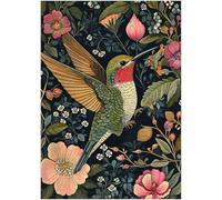 Vintage Floral Hummingbird Jigsaw Puzzle 1000 Pieces for Adults - Floral Puzzle Gift for Bird Lovers - 1000pc Heritage Victorian Design Decor Puzzles (50x70cm / 19.685"x27.559")