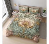 Vintage Floral King Size Duvet Cover Sets, William Morris Bedding Sets Double-Sided Printing, Soft Microfiber Quilt Cover With Zip Fastening + 2 Pillowcase, 230x220 M5