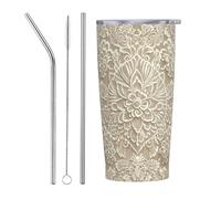 Vintage Floral Lace 20 Oz Stainless Steel Travel Mug Vacuum Insulated Tumbler Coffee Mugs for Car Office Gym