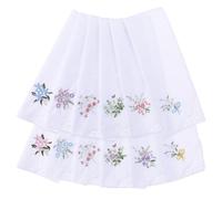 Vintage Floral Lace Handkerchiefs - 12pcs Soft Cotton Women's Embroidery Hankies, Machine Washable for Wedding Party, White, 11*11inches