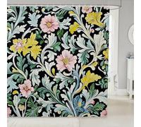 Vintage Floral Leaf Kids Shower Curtains,Baroque Flowers Leaves Rustic Boho Bathroom Curtain,Plant Botanical Nature Home Decor,Country Green Waterproof Curtains,12 Hooks Suits,72"W x 78"L