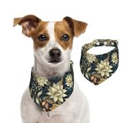 Vintage Floral Leaves Dog Bandanas,Summer Bandanas for Dogs Washable Adjustable Dog Triangle Scarf Bibs Cute Pet Bibs for Medium Large Dogs Puppy and Cats Large