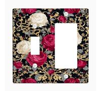 Vintage Floral Light Switch Cover Plates/Outlet Covers, Red and Cream Roses Design, Elegant Home Decor for Year-Round Use, Thermoplastic Wall Plates Toggle Rocker