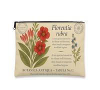 Vintage Floral Makeup Bag, Red Flowers Antique Cosmetic Travel Pouch for Women, Portable Small Canvas Zipper Organizer, for Festivals and Special Occasions, Red, 7x9 Inch, Makeup