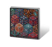 Vintage Floral Mandala Indian Tribal Ethnic Cubes Square Badge Smooth Surface Lapel Tie Pin, Lightweight Badge for Women Men Office Worker Nurse Teacher Student Shirts Backpack