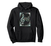 Vintage Floral Music Staff Notes Melody Aesthetic Pullover Hoodie