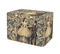 Vintage Floral Nutcracker Windproof Dog Crate Cover Roll-up Sides Pet Cage Cover with Openings X-Large