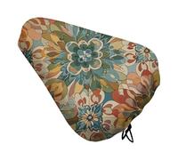 Vintage Floral Pattern Bike Seat Cover - Waterproof Bike Seat Cushion for Women & Men, Comfort, Soft Bicycle Saddle Covers Universal Fit Road/Mountain/Spin Bikes with Drawstring