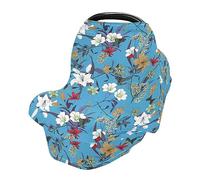 Vintage Floral Pattern Car Seat Covers for Babies Breathable Infant Car Seat Canopy Stretchy & Soft High Chair Cover Multi-use Cover