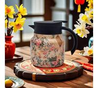Vintage Floral Pattern Tea, 1000ml Steel Thermal Carafe with Lid for Hot Drinks, Built-in Infuser,Mini Hot Coffee Pot Office Steel,Insulated Teapot Detachable
