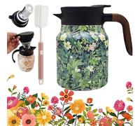 Vintage Floral Pattern Tea - Built-in Infuser, Infinite Tea Pot, Stainless Steel Tea Pot with Infuser for Loose Tea for Hot Cold Drinks (C,800ML)