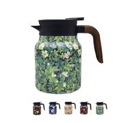 Vintage Floral Pattern Tea Pot,2025 New Vintage Tea Pot with Infuser, Mini-Hot Coffee Pot, Wooden Handle stew teapot Product Stainless Steel Pot Carafe (Style D)