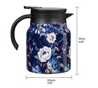 Vintage Floral Pattern Thermal Carafe Teapot with Built-in Infuser