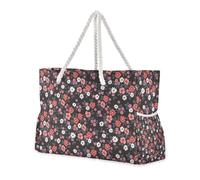 Vintage Floral Peach Farmhouse Sandproof Tote Bags with Zipper with Side Pocketes Bag Portable Travel for Pool Gym Grocery Travel