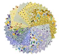 Vintage Floral Precut Fabric Squares 10x10, Purple Yellow Layer Cake Fabric for Quilting 10 inch, Pre-Cut Quilt Squares for Sewing DIY Patchwork Crafting (42Pcs)