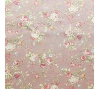 Vintage Floral Print Cotton Poplin Fabric Dusky Pink with Green and Cream - per metre