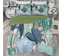 Vintage floral print Coverless Super King Size Duvet Reversible Botanicals Comeforter Set for All Season, Lightweight Machine Washable Mint Green Single Quilt 260x220cm with Pillowcase 50x75cm AL48
