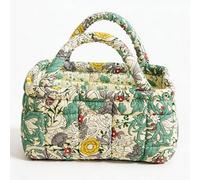 Vintage Floral Print Quilted Storage Basket Foldable with Handles Portable Snack Laundry Bathroom Cosmetic Skincare Organizer for WomenBedroom Essentials (06)