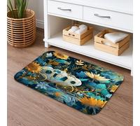Vintage Floral Quick Dry Bath Mat, Blue Carriage Design Absorbent Non Slip Shower Mat, Decorative Washable Bath Rugs for Bathroom Toilet Restroom 20x32 Inch