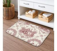 Vintage Floral Quick Dry Bath Mat, Elegant Red Roses and Birds Absorbent Non Slip Shower Mat, Spring Decorative Flannel Washable Bath Rugs for Bathroom Toilet Restroom 20x32 Inch