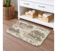 Vintage Floral Quick Dry Bath Mat, Rustic Country Scene Absorbent Non Slip Shower Mat, Autumn Decorative Flannel Washable Bath Rugs for Bathroom Toilet Restroom 20x32 Inch