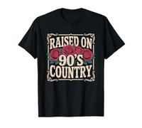 Vintage Floral Raised On 90s Country Music Women Cowgirl T-Shirt