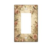 Vintage Floral Rose Garden Bird Single Rocker Light Switch Cover