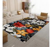 Vintage Floral Short Pile Area Rug 60x110 cm Naturally The Theme Machine Washable Flannel Rug Slip Breathable Carpet for Living Room Bedroom Kitchen Hallway Q-120