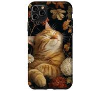 Vintage Floral Sleeping Orange Tabby Cat Botanical Aesthetic Case for iPhone 11 Pro Max