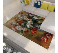 Vintage Floral Still Life Vase Print Oriental Large Rugs for Living Room 60x90cm Non-slip Bedroom Area Rugs Washable Area Carpet Rug Colorful Floor Carpet for Indoor Kitchen Dinning Room Playroom