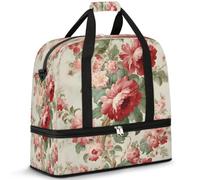 Vintage Floral Tapestry Travel Duffel Bag, Travel Essentials, Gym Bag for Women, Weekender Overnight Bag With Shoes Compartment, Carry On Bags for Airplanes