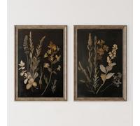 Vintage Floral Wall Art Decor Black Botanical Canvas Art Moody Flower Wall Art Dark Academia Poster Painting Vintage Floral Prints Pictures for Bedroom Living Room 12x16 Inch Set of 2 Unframed