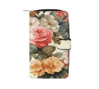 Vintage Floral Wallet Multifunctional Leather Wallets for Men Compact Long Wallet Credit Card Holder Passport Bag