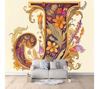 Vintage Floral Wallpaper 150x105cm, Leaf 3D Effect Photo Wallpaper,Mural Panoramic Non-Woven,for Living Room Bedroom Decoration, Easy to Install
