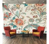 Vintage Floral Wallpaper for Living Room, Flower Paisley Art Wall Mural for Bedroom, Non-Woven Photo Wallpaper Home Decor 400X280cm, Wall Decoration D14