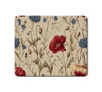 Vintage Floral Washer Dryer Top Protector Mat, Red and Blue Flower Print Washing Machine Cover, Elegant Rubber Anti-slip Waterproof Mats for Laundry Room 20x24 Inch