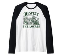 Vintage Florida Respect The Locals Nature Manatee Crocodile Raglan Baseball Tee