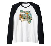 Vintage Florida USA Postcard Style Retro Travel Design Raglan Baseball Tee