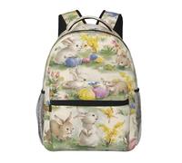 Vintage Flower animal Bunny Easter Casual Backpack, 11.4x15.7x7.8 Inch, Laptop Backpack for Travel Hiking Business Camping Gym