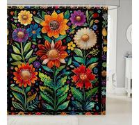 Vintage Flower Botanical Leaves Shower Curtain 72"W x 72"L - Rustic Flowers Shabby Chic Style Waterproof Curtains Botanical Art Garden Curtain Kawaii Room Decor Aesthetic Bathroom Accessories