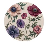 Vintage Flower Bunch and Small Flower Small Round Mouse Pad, Anti-Slip Rubber Computer Mousepad for Office Home Gaming Laptop, 10 x 10 Inch