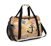 Vintage Flower Butterfly Anchor Travel Duffel Bag for Girls Boys Women Men Weekend Overnight Bag Shoulder Tote Luggage Handbag for Travel Sports Gym