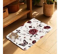 Vintage Flower Butterfly Dog Cat Food Mat-Absorbent Placemat for Food and Water Bowl, Waterproof Non Slip Rubber Backing Dog Food Mats for Floors, Pet Supplies 12 * 20 inch
