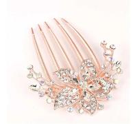 Vintage Flower Crystal Hairclips Fashion Rhinestone Hair Combs Plastic Shiny Hairpins for Women Hair Accessories Present(Silver)