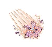 Vintage Flower Crystal Hairclips Fashion Rhinestone Hair Combs Plastic Shiny Hairpins for Women Hair Accessories Present(Purple)