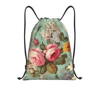 Vintage Flower Flowers Cinch Sack Pack Gym Bag Portable Waterproof Drawstring Backpack For Holiday Women Shopping 36X42Cm