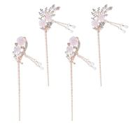 Vintage Flower Hair Stick with Pearl Tassel, 4pcs White Alloy | Resin Details, Retro Classical Styling, Banquet and Wedding Wear, Fine Workmanship, Flexible Pairing