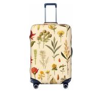Vintage Flower Herbs Leaves Elastic Luggage Cover Suitcase Protector, Anti-Scratch Stretchy Washable Dustproof Travel Suitcase Cover Fits 18"-21" Luggage
