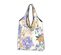 Vintage Flower House Foldable Shopping Bag Reusable Grocery Bags Retro Portable Travel Pounch for Camping Daily Use