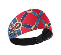 Vintage Flower Pattern Red and Blue Moisture Wicking fabric headbands for women Stretchy sweat bands for head for washing face basketball Athletic Sports Daily use